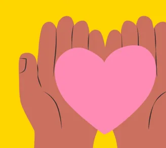 Helping hands holding a heart